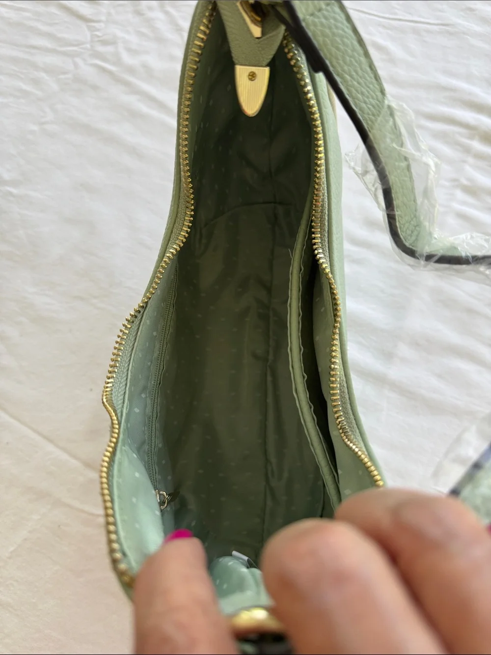Vanessa Williams Mint Green Crescent Hobo Bag